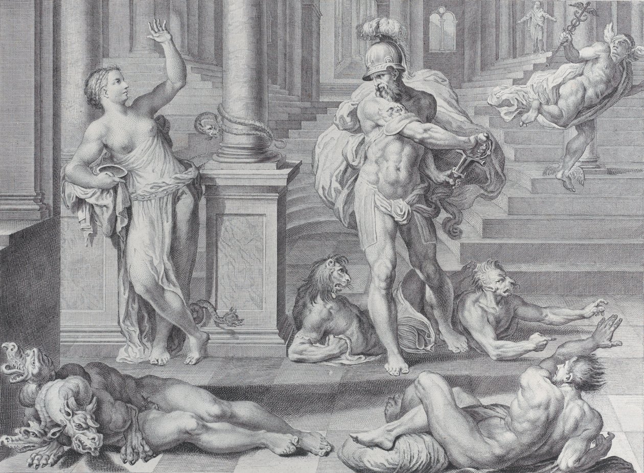 Plåt 10: Ulysses tvingade Circe att återställa sina följeslagares mänskliga former, som hon hade ..., 1756 av Bartolomeo Crivellari