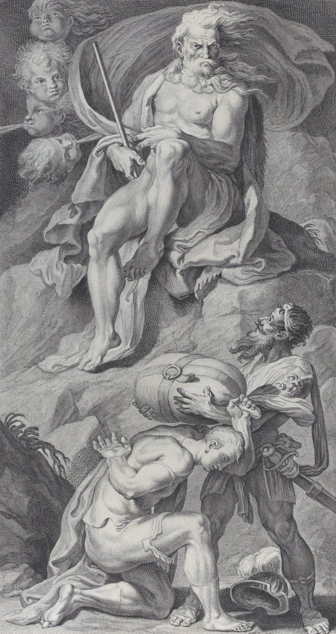 Plåt 8: Ulysses tar emot vindarna i en läderväska från Aeolus, 1756 av Bartolomeo Crivellari