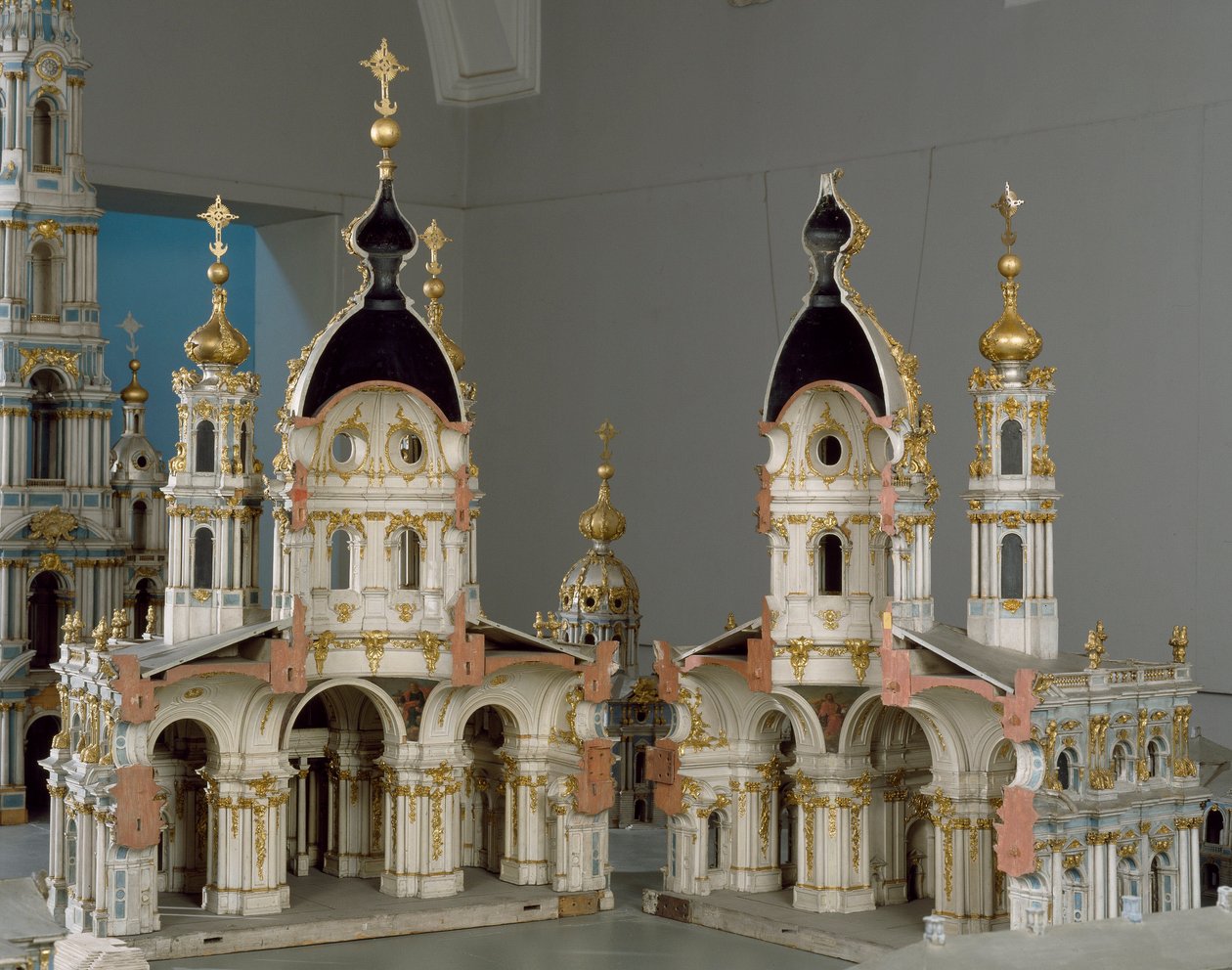 Projekt för Jungfrun av uppståndelsens kloster (Smolny) i Sankt Petersburg (Sankt Petersburg) av Bartolomeo Franceso Rastrelli