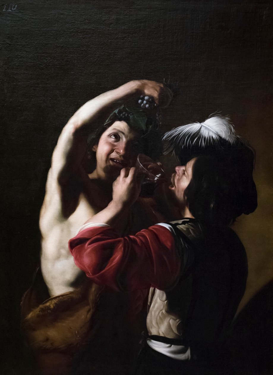 Bacchus och en drinkare av Bartolomeo Manfredi