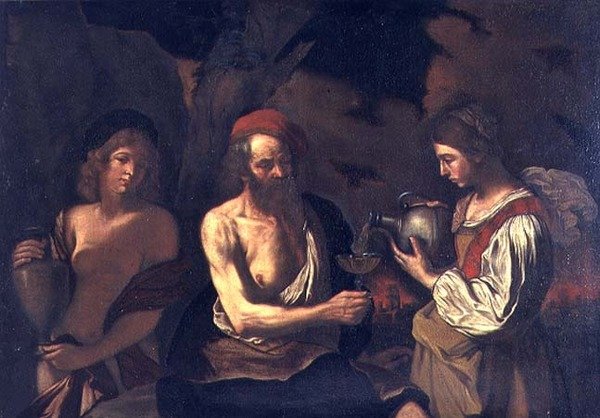 Lot och hans döttrar av Bartolomeo Manfredi