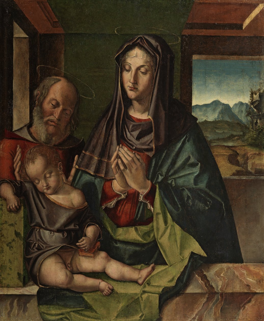Heliga familjen, ca 1500 (olja på panel) av Bartolomeo Montagna