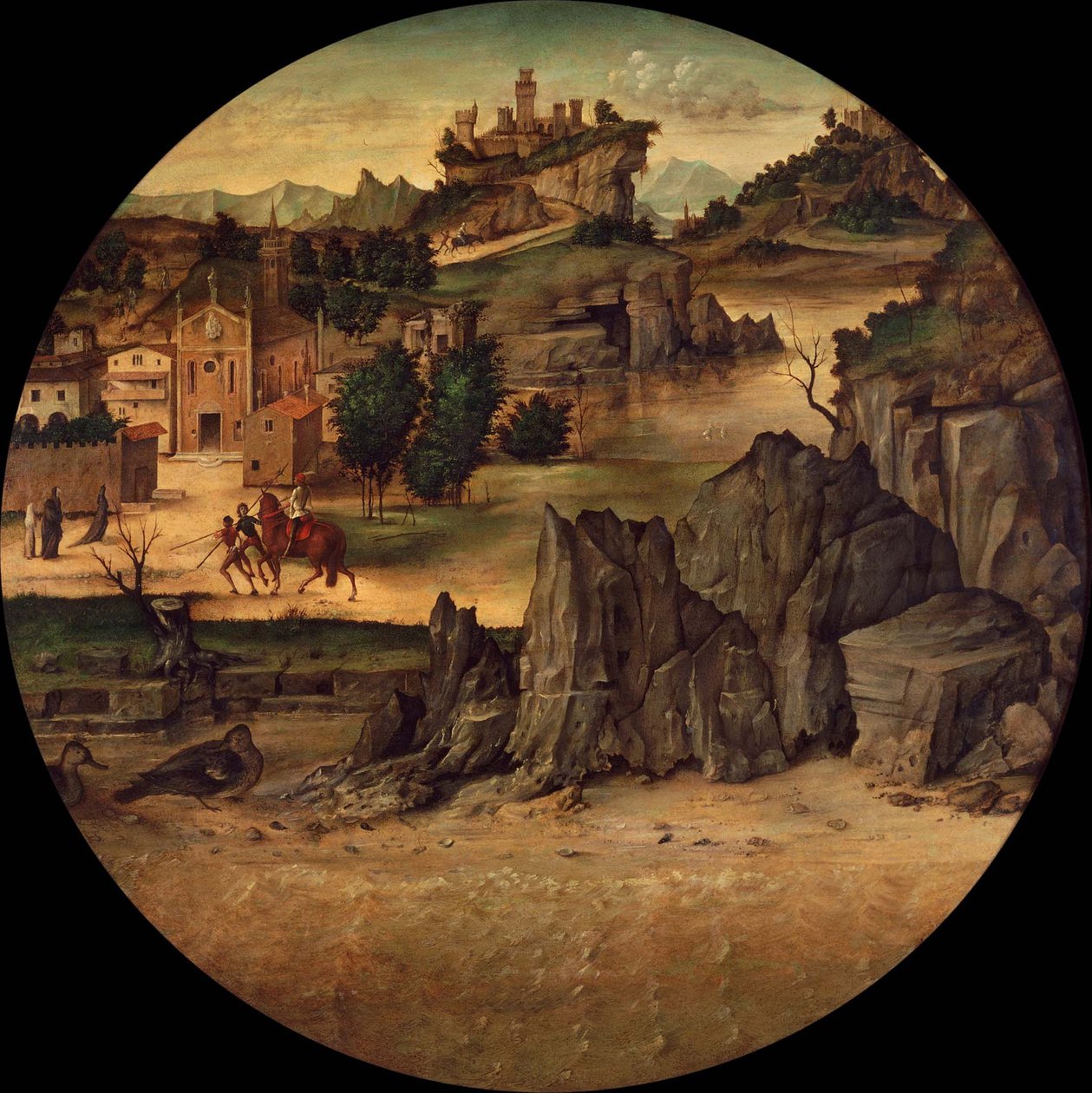 Landskap med slott, sent 1400-tal. av Bartolomeo Montagna