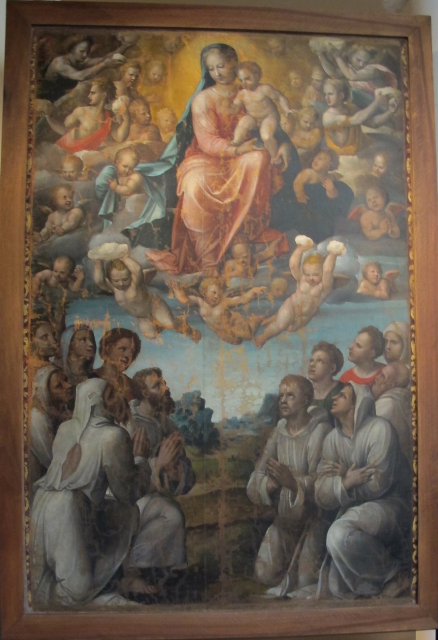 Bartolomeo neroni känd som igelkotten, Madonna med bröderna i sällskapet av Bartolomeo Neroni