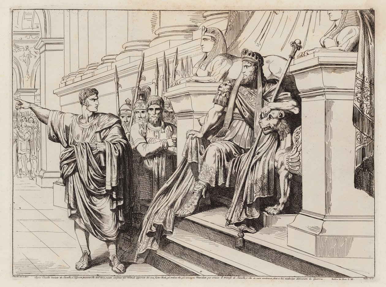 Appius Claudius sänd av Lucullus till Tigranes den stores hov (etsning) av Bartolomeo Pinelli