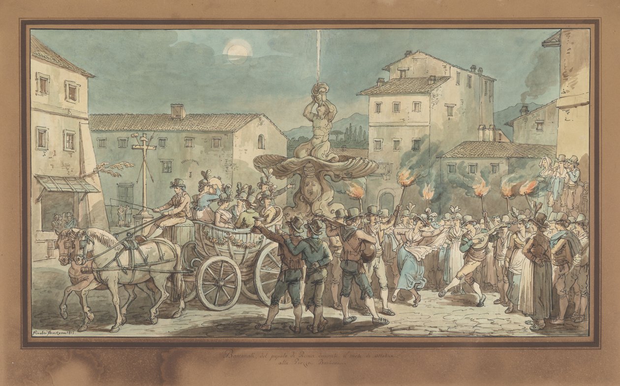 Berninis Tritonfontän, illustration till Romerska dräkter och seder av Bartolomeo Pinelli