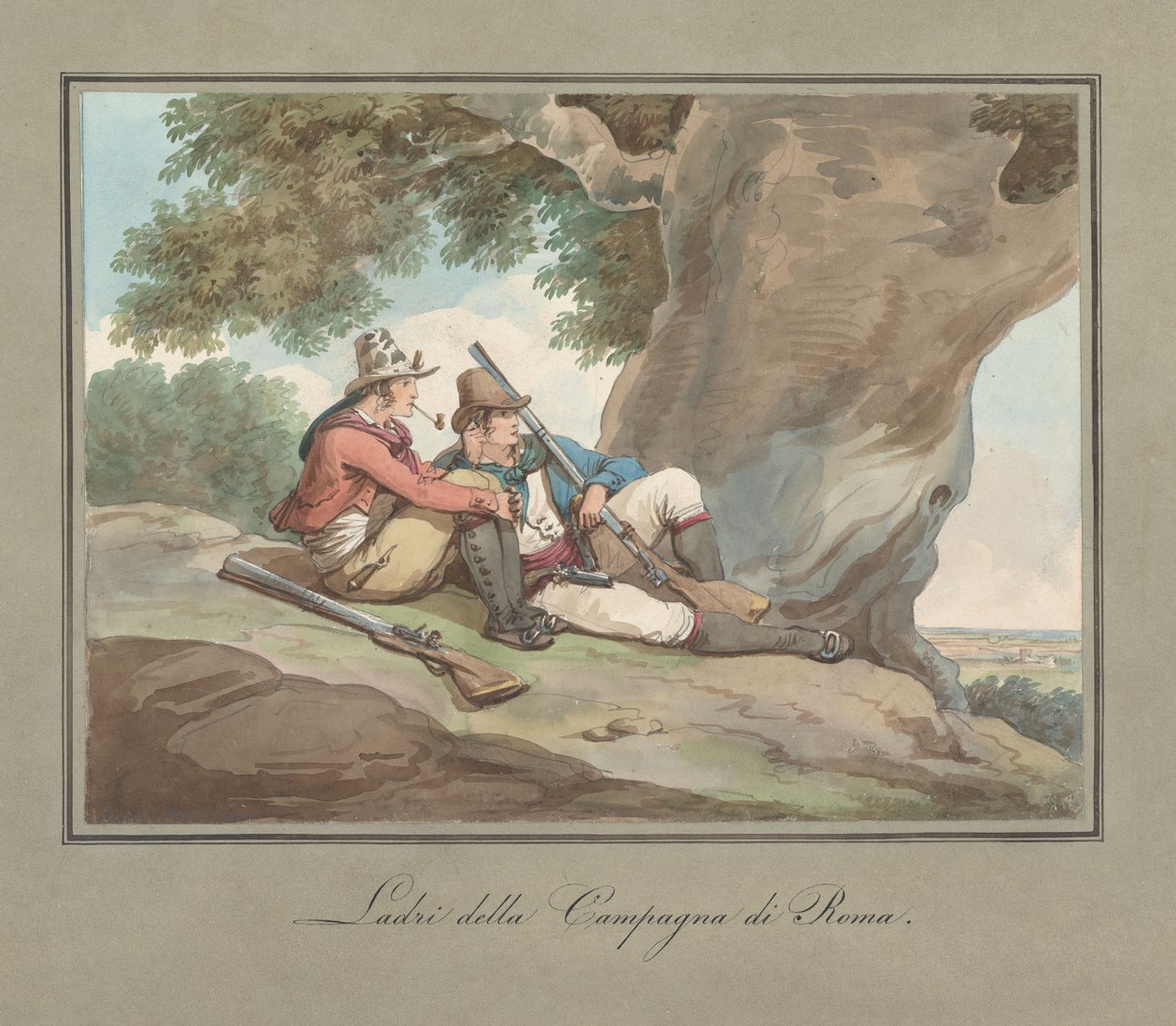 Briganti vilar i Campagna, illustration till boken ”Romerska dräkter och seder” av Bartolomeo Pinelli