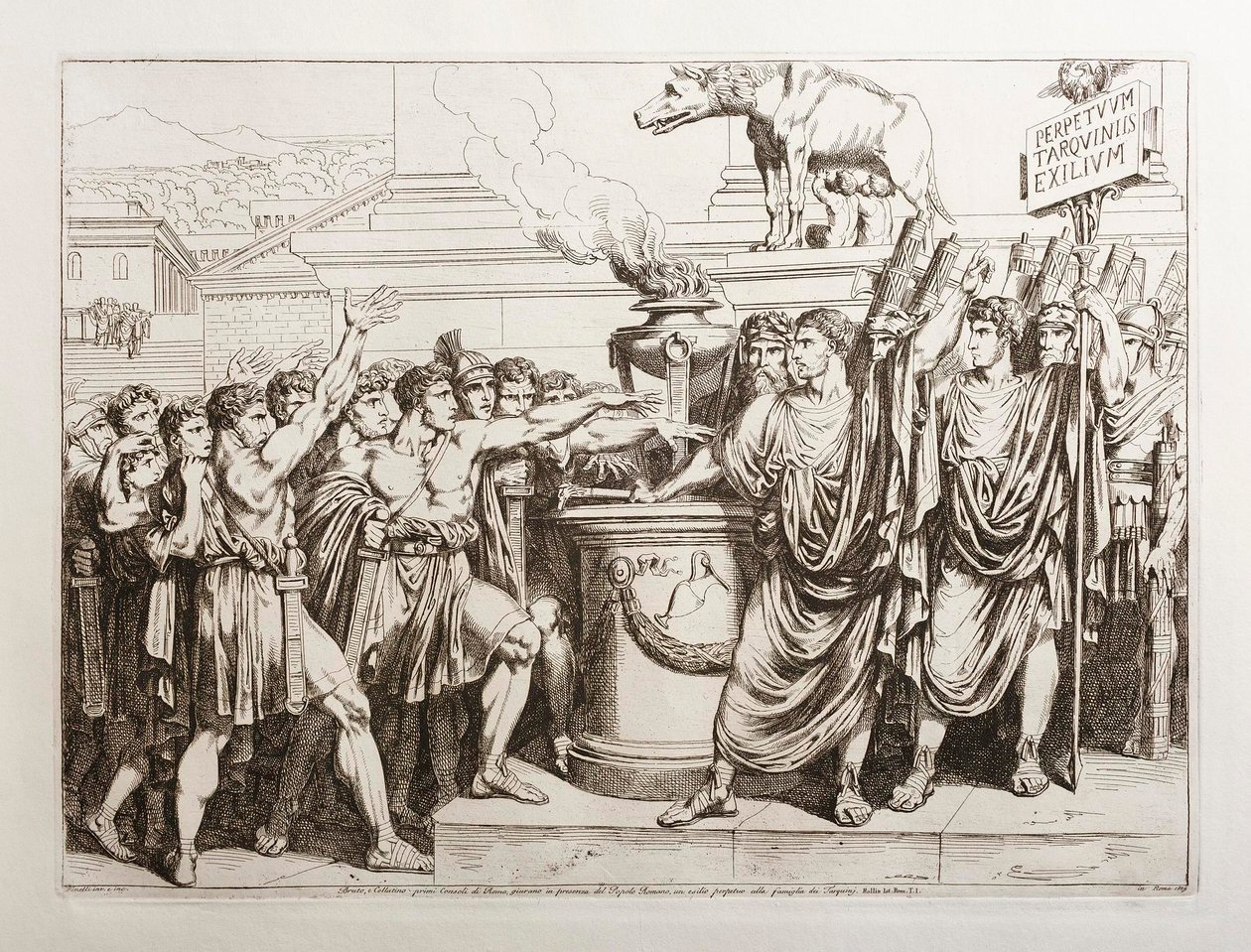 Brutus och Collatinus svär att förvisa Tarquinerna av Bartolomeo Pinelli