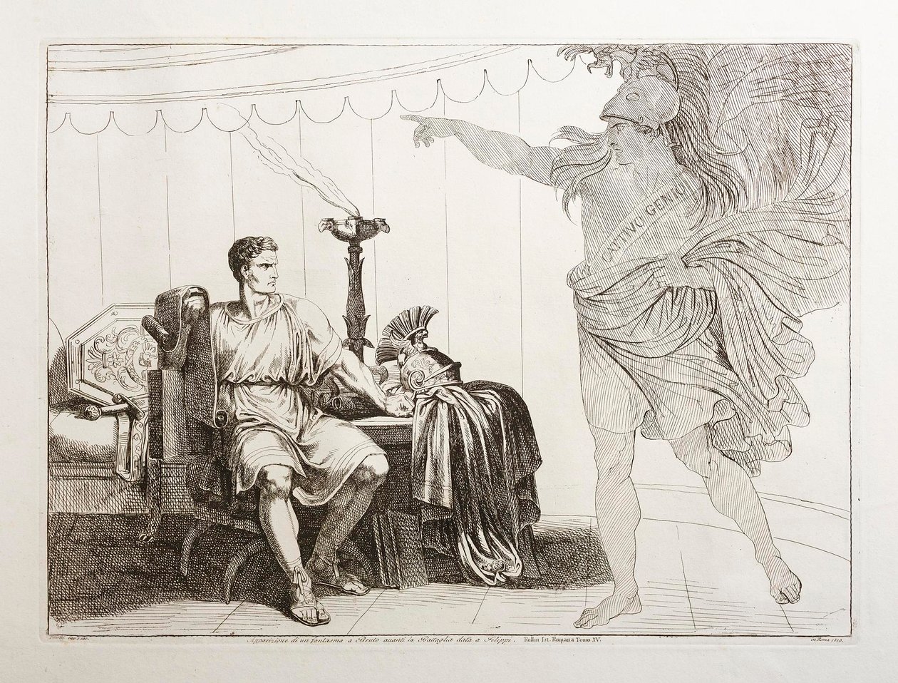 Caesars ande uppenbarar sig för Brutus inför slaget vid Filippi av Bartolomeo Pinelli