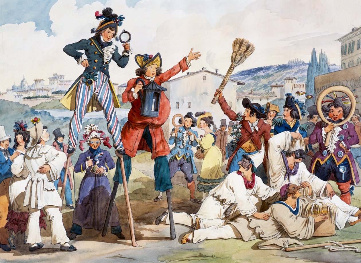 Karneval i Rom, av Bartolomeo Pinelli (1781-1835), Italien av Bartolomeo Pinelli