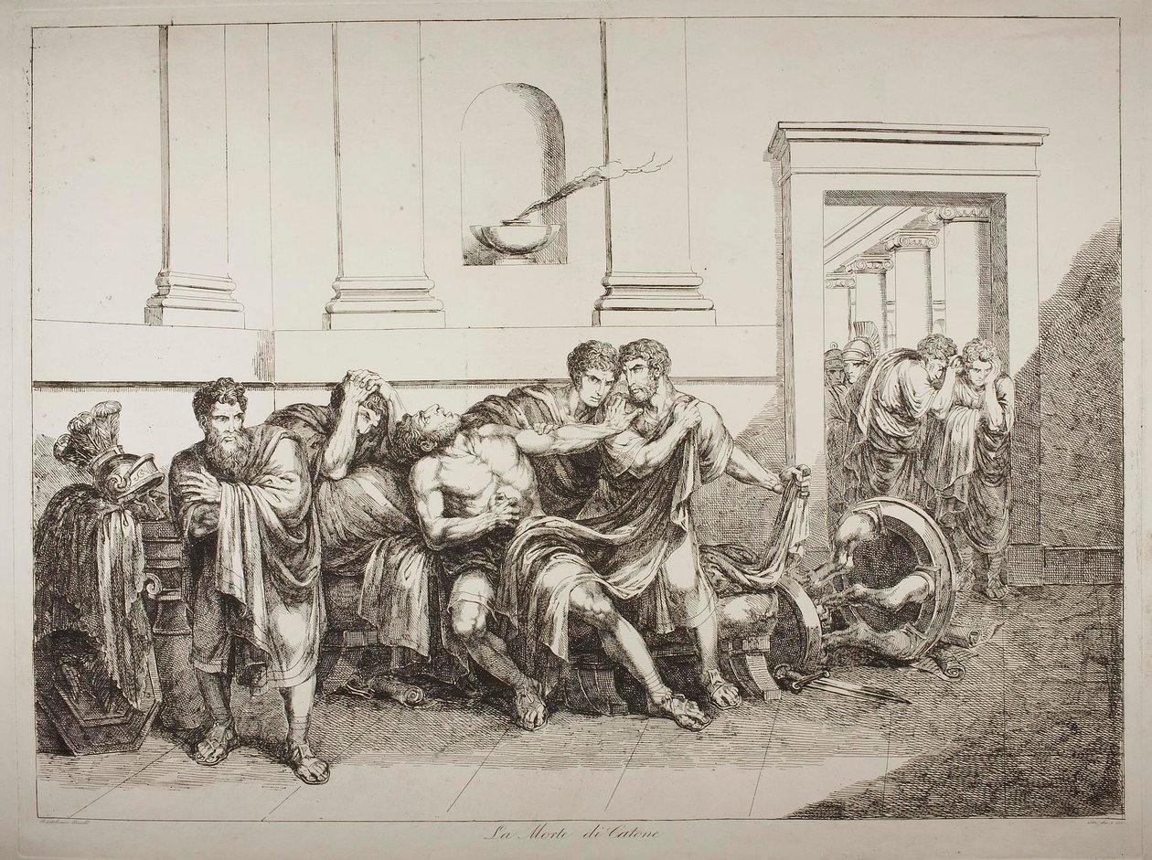 Cato den yngres död av Bartolomeo Pinelli