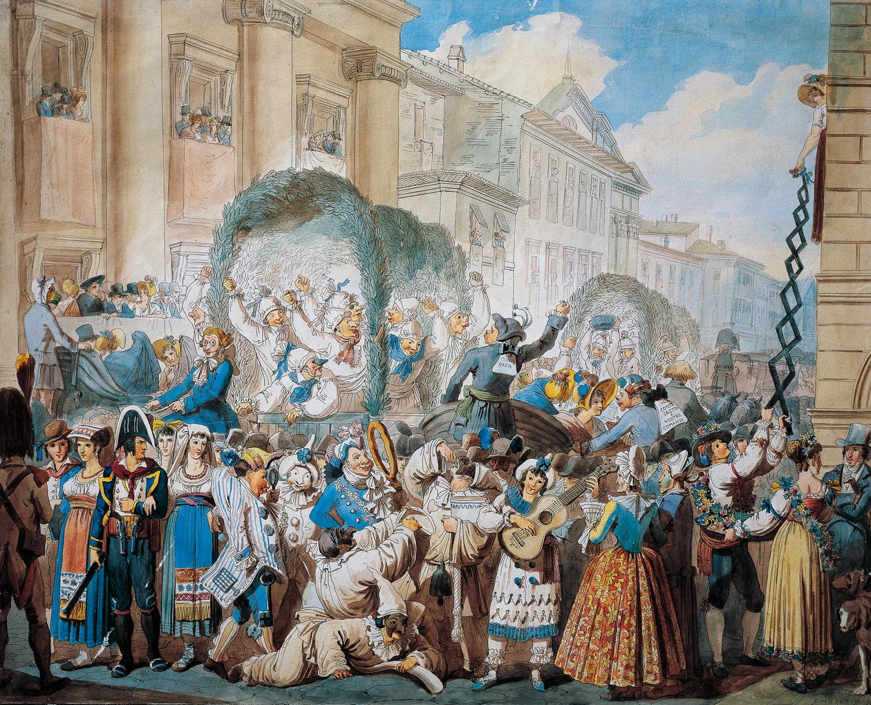Ridderlig scen på San Carlo al Corso i Rom, av Bartolomeo Pinelli (1781-1835) av Bartolomeo Pinelli