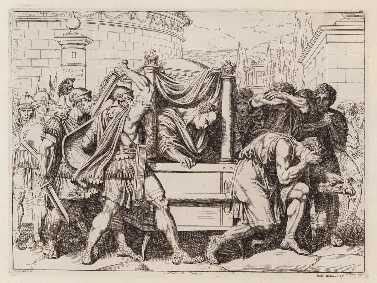 Ciceros död, 43 f.Kr (etsning) av Bartolomeo Pinelli