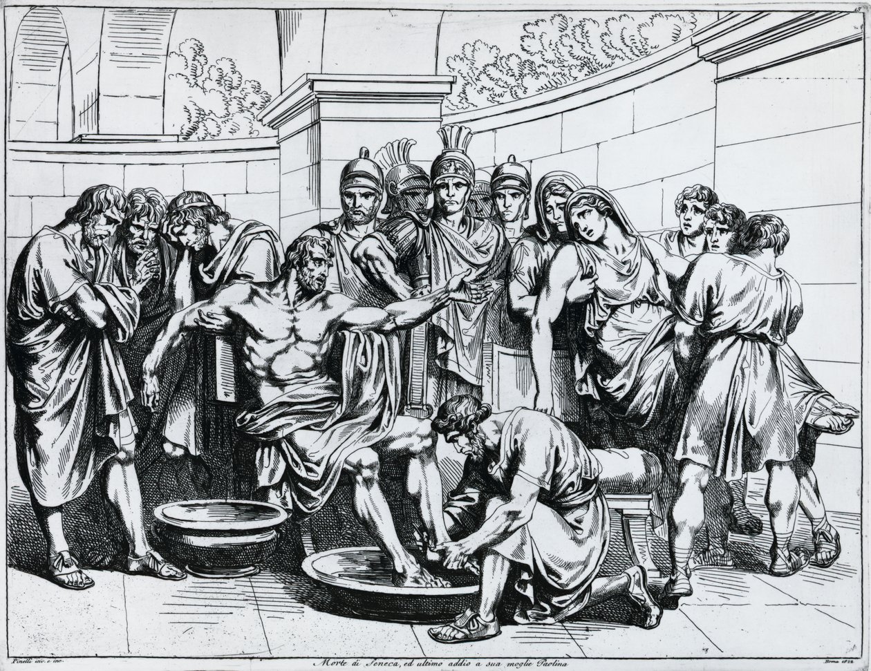 Senecas död, gravyr av Bartolomeo Pinelli (1781-1835), från Istoria dell