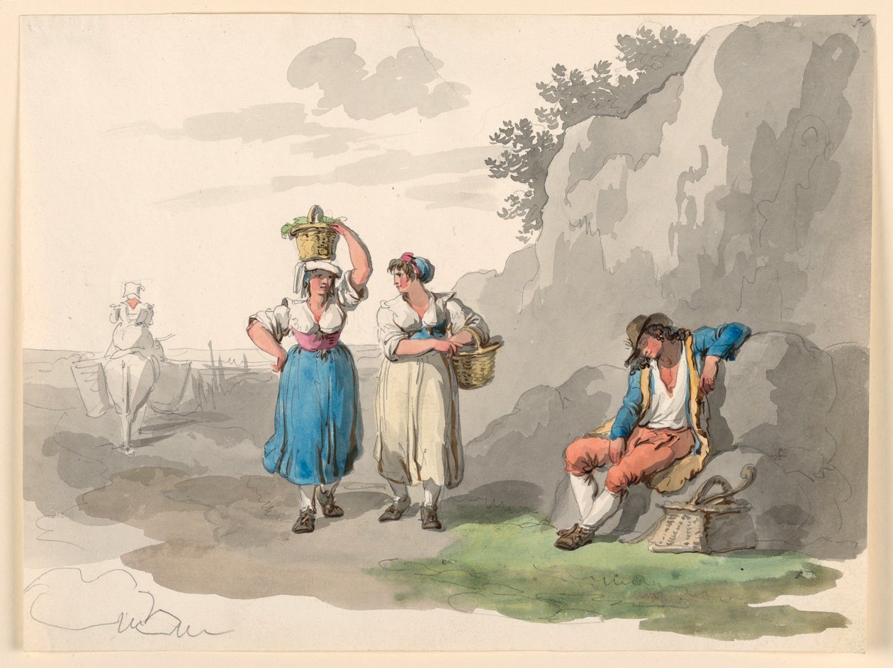 Teckning, Återkomst från vinskörden, 1807-08 av Bartolomeo Pinelli