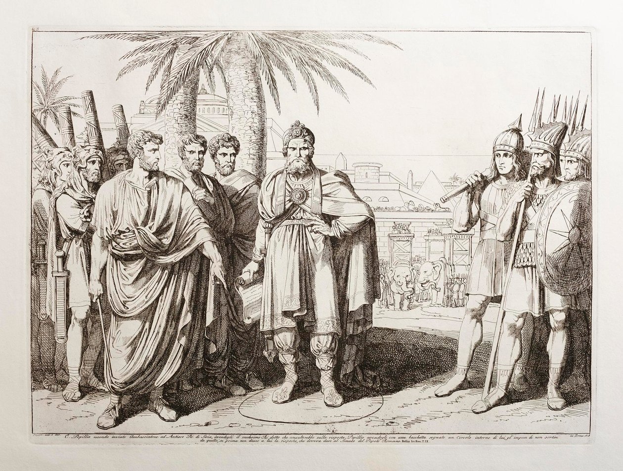 Gaius Popillius sänds som ambassadör till kung Antiochos IV av Syrien av Bartolomeo Pinelli