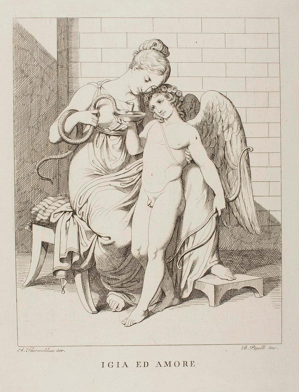 Hygieia och Cupido av Bartolomeo Pinelli