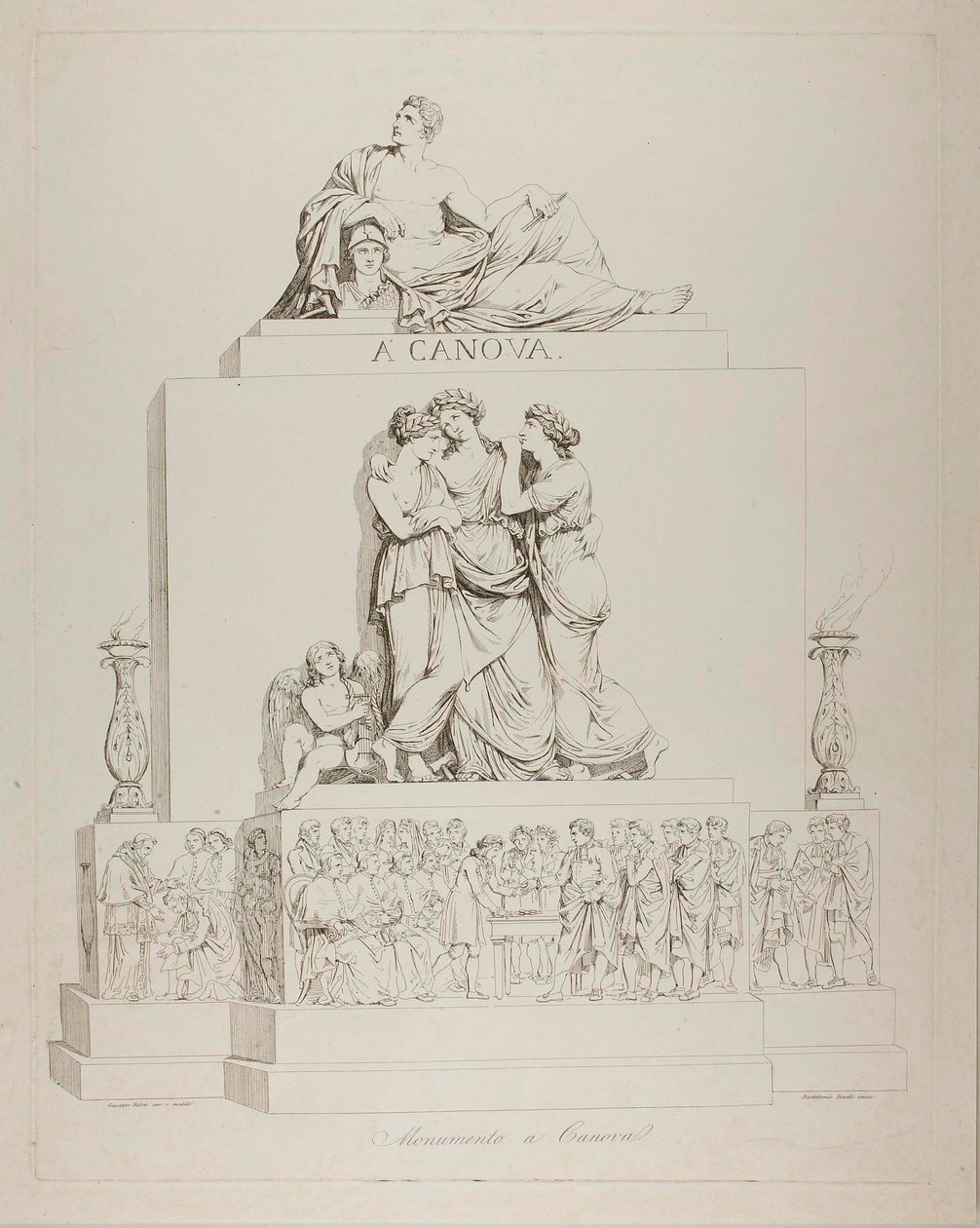 Monument över Antonio Canova av Bartolomeo Pinelli