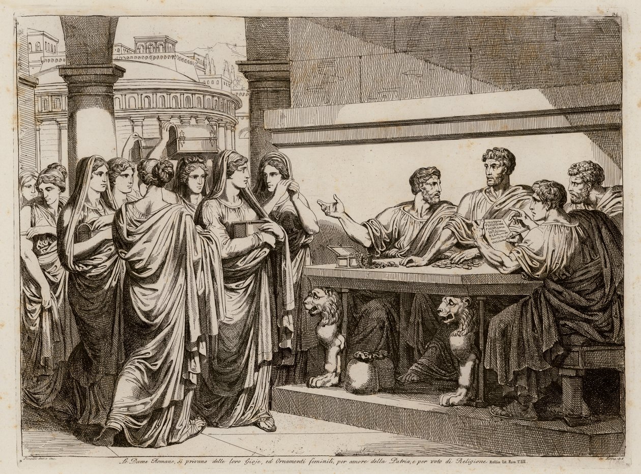 Offrandet av Roms kvinnor (etsning) av Bartolomeo Pinelli