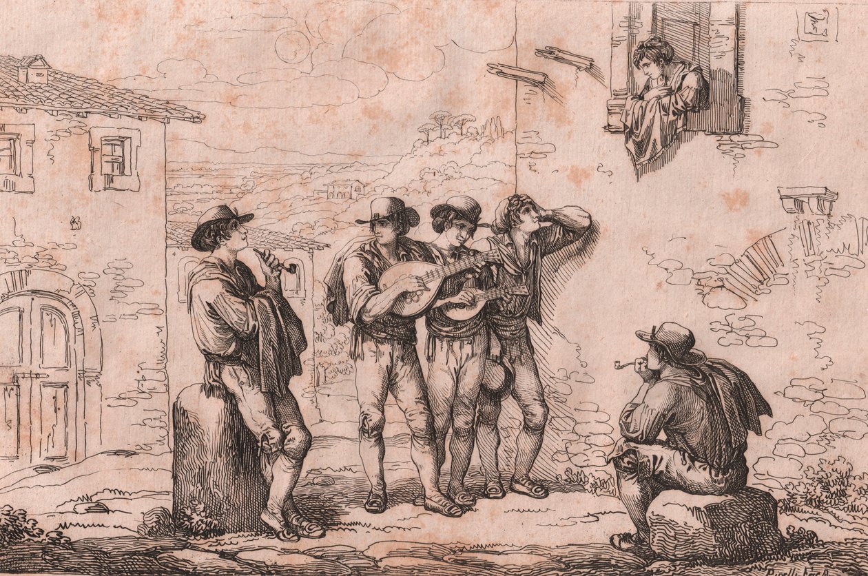 Serenad i Rom, etsning av Bartolomeo Pinelli (Rom av Bartolomeo Pinelli