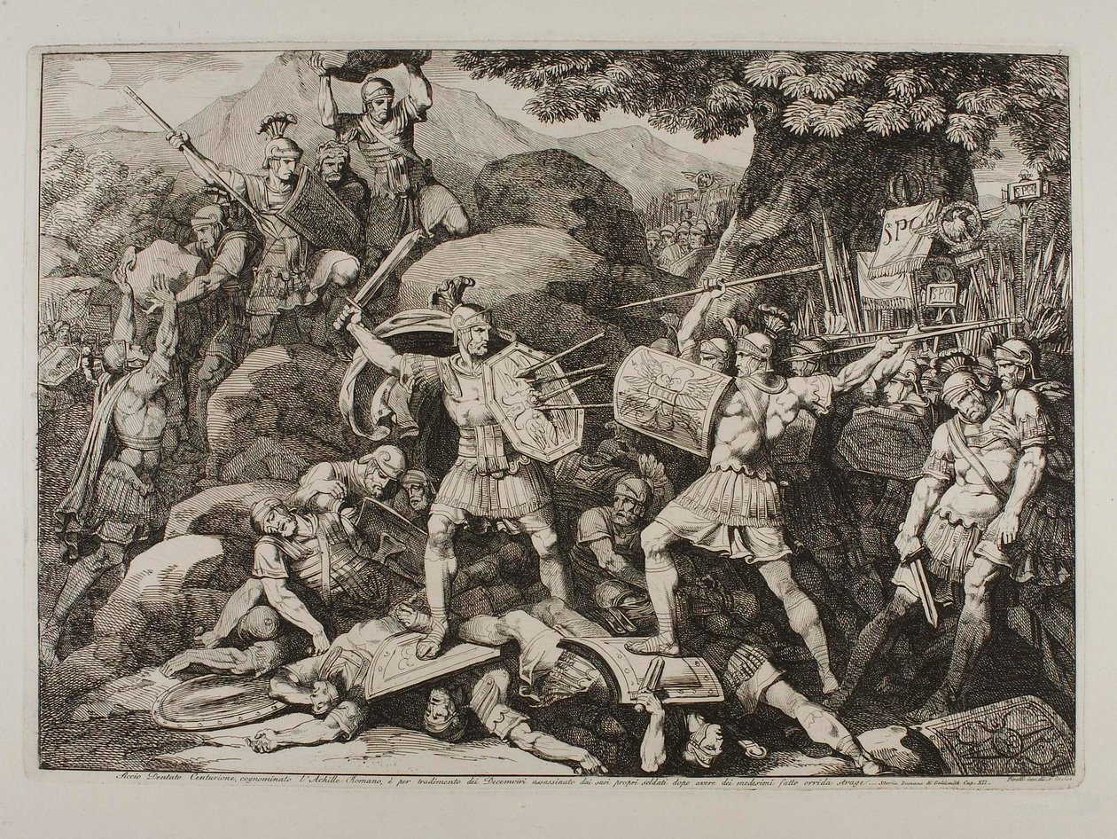 Siccio Dentato, centurion (Lucius Siccius Dentatus under den fruktansvärda striden) av Bartolomeo Pinelli