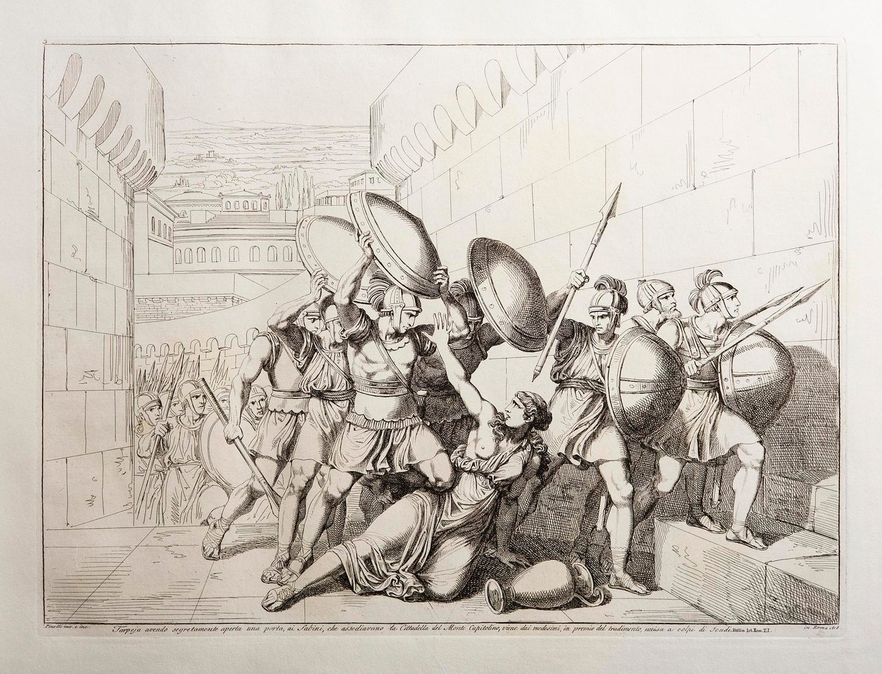 Tarpeia öppnar stadsportarna av Bartolomeo Pinelli