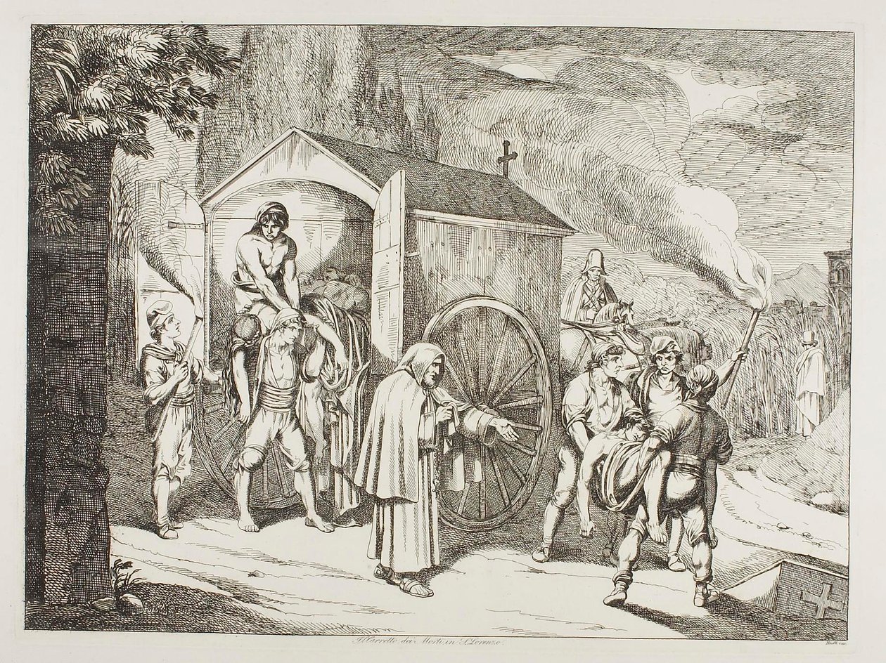 Vagnen med den avlidne i San Lorenzo av Bartolomeo Pinelli