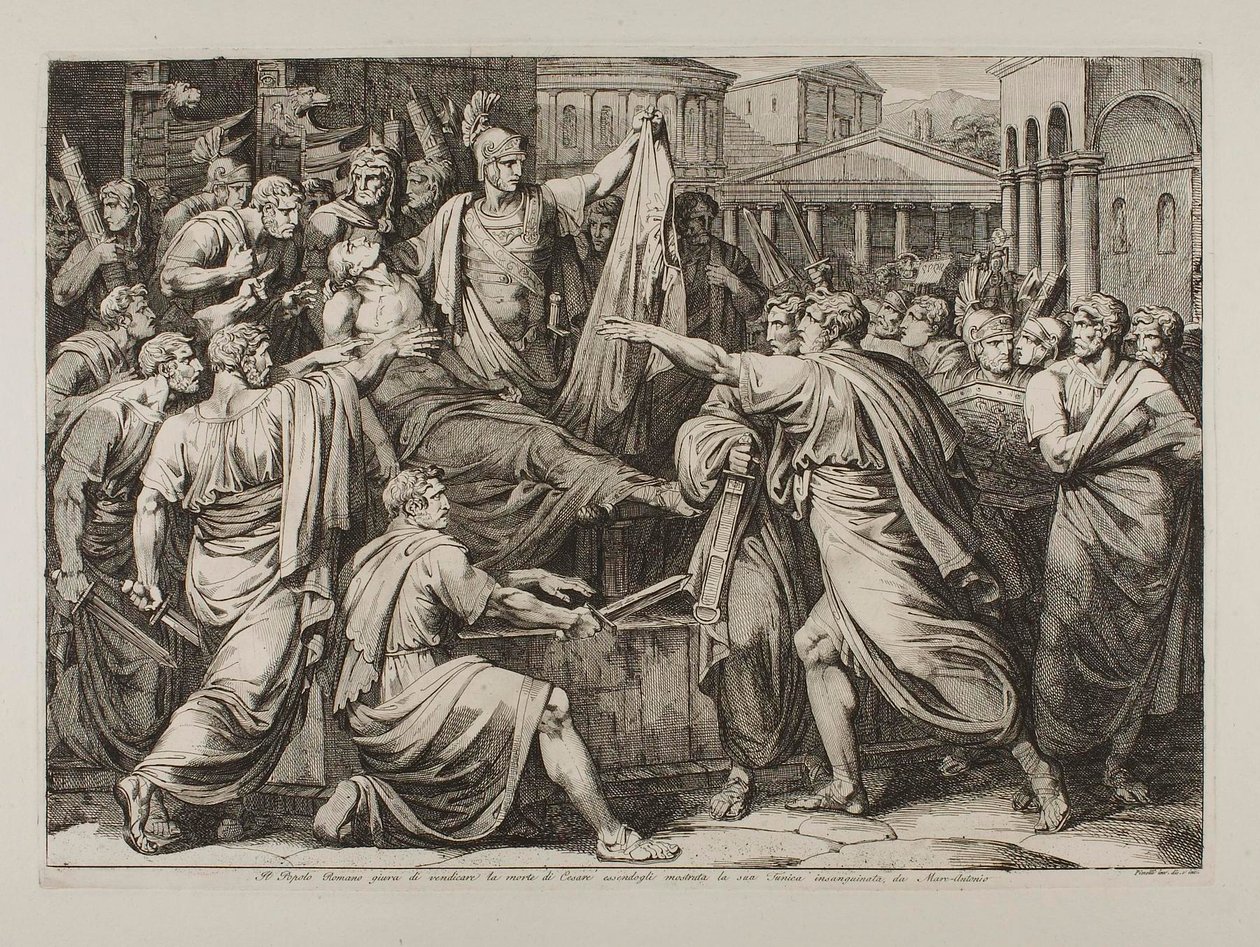 Det romerska folket svär att hämnas mordet på Caesar av Bartolomeo Pinelli