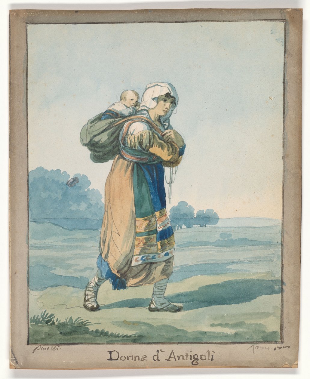 Kvinna från Antigoli, illustration till boken ”Romerska dräkter och seder” av Bartolomeo Pinelli