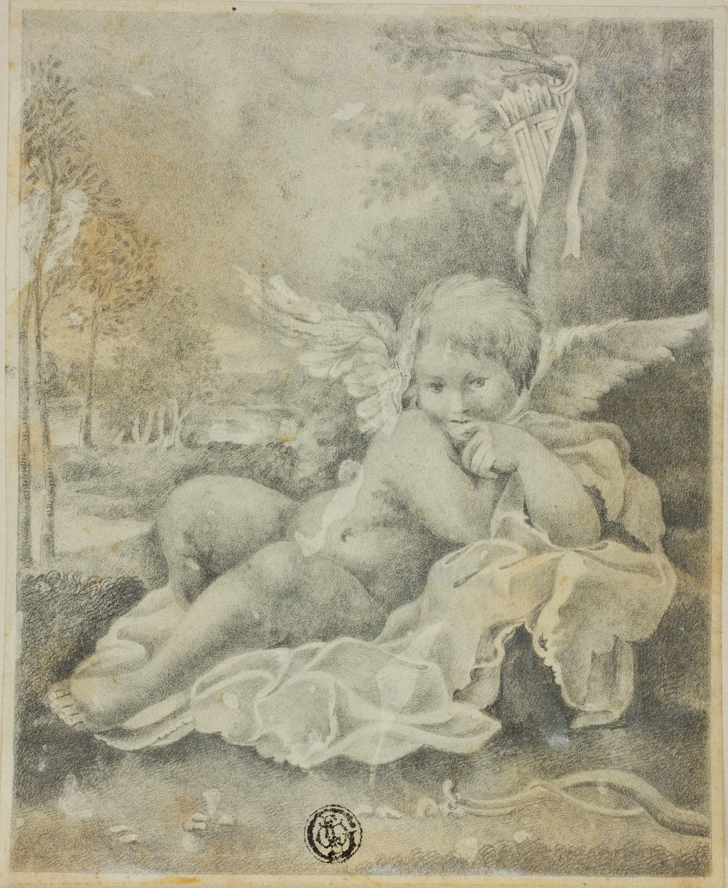 Amor i ett landskap av Bartolomeo Schedoni