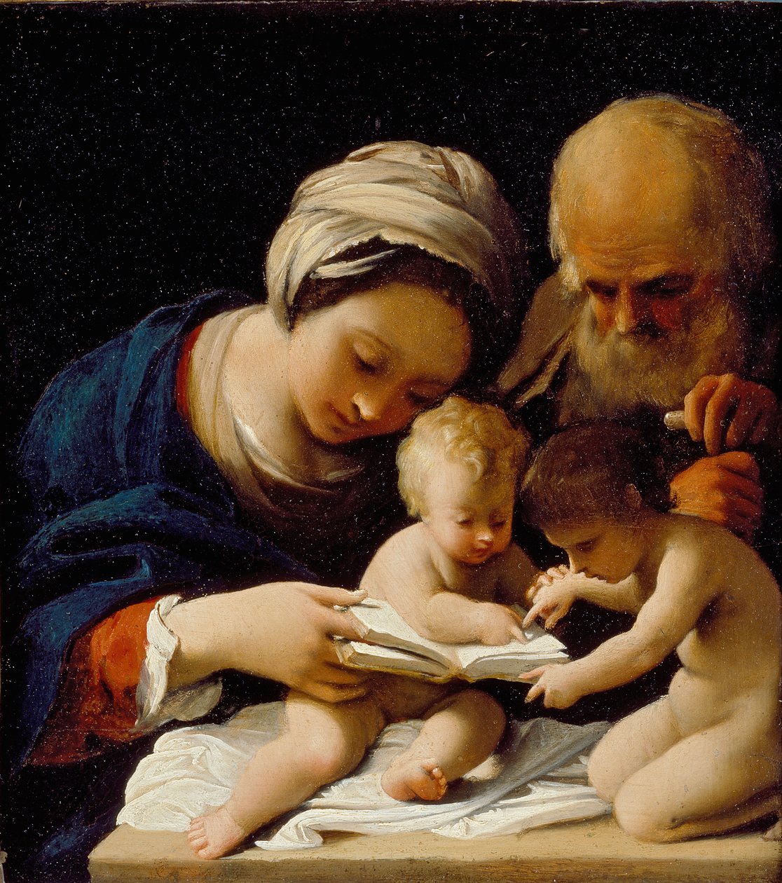 Den heliga familjen med den unge Johannes Döparen, tidigt 1600-tal av Bartolomeo Schedoni