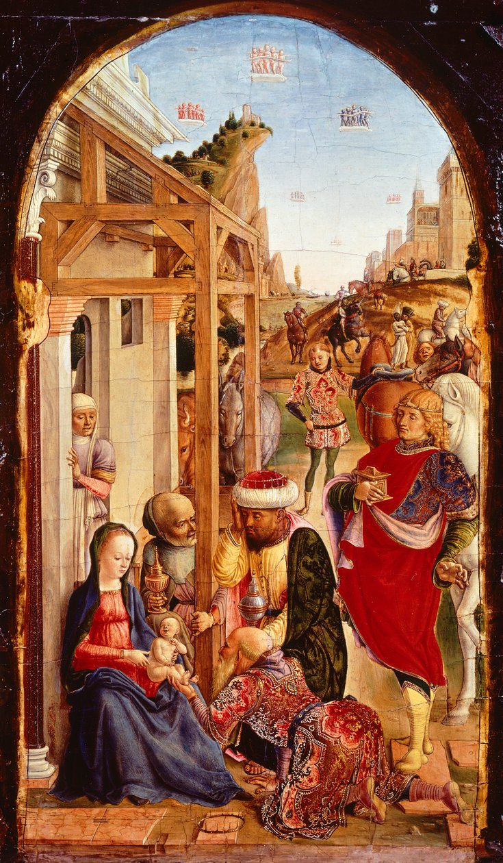 The Adoration of the Magi, av Bartolomeo Vivarini (aktiv från 1440-död efter 1500) av Bartolomeo Vivarini