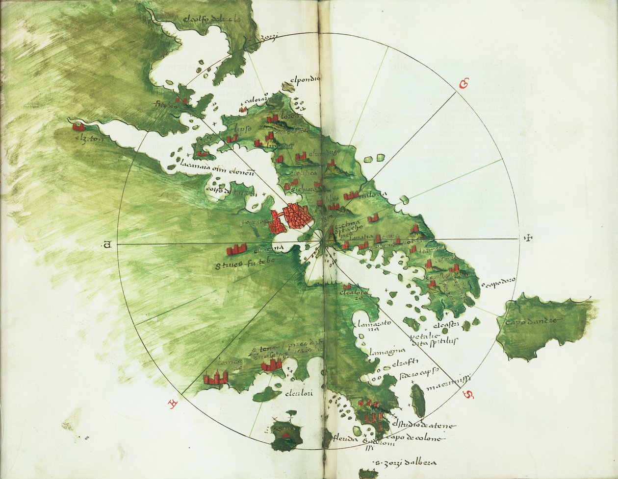 Diagram över Negroponte, ca 1485 (Vellum) av Bartolomeo da li Sonetti