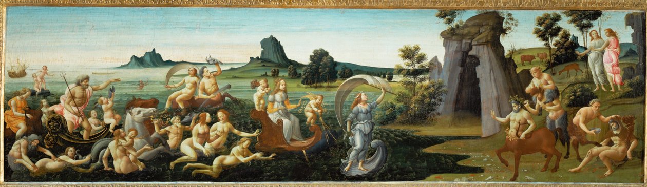 Thetis följeslagare under hennes bröllopsprocession ... av Bartolomeo di Giovanni