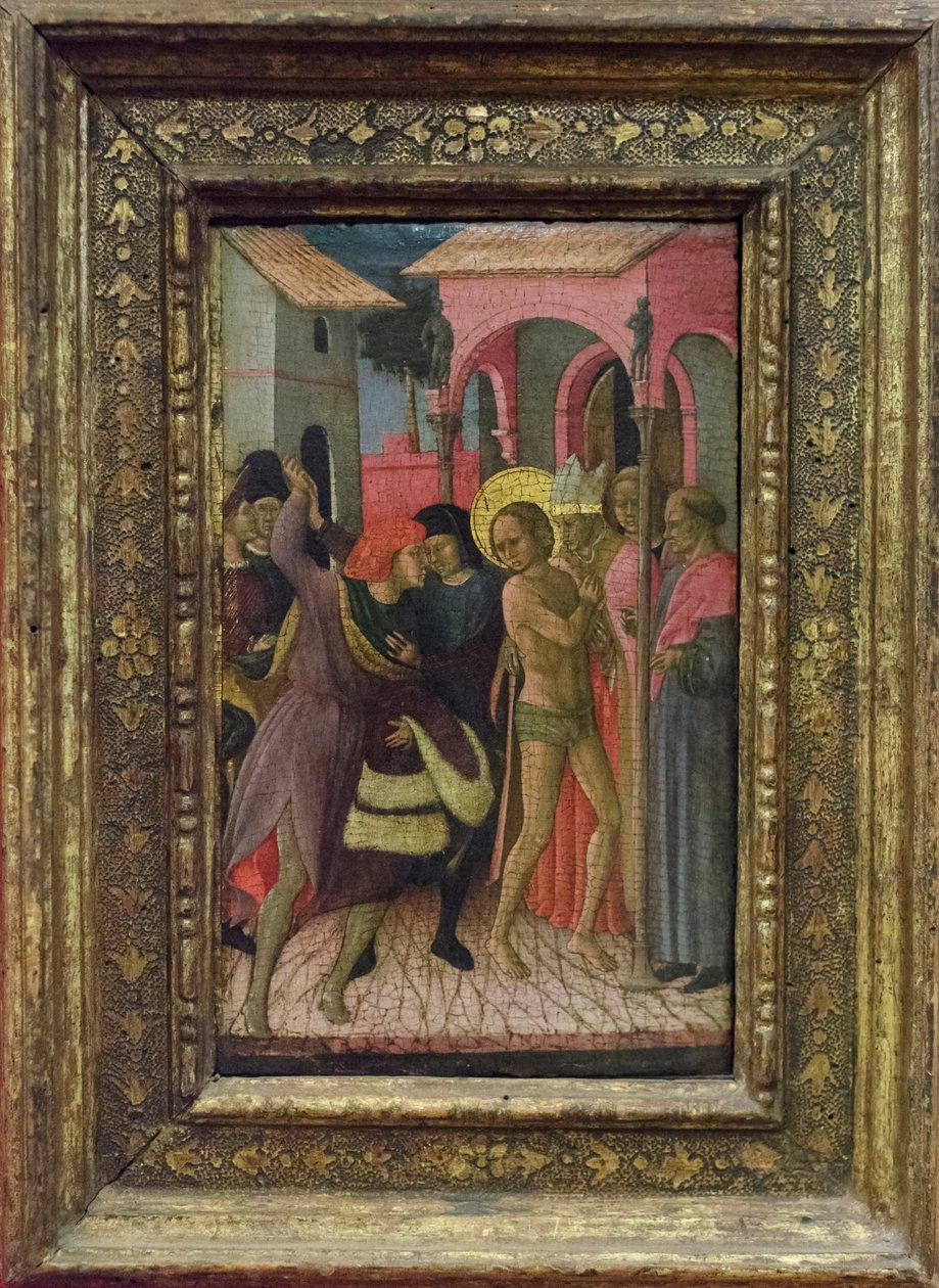 Franciskus tar av sig kläderna och avstår från sin far Pietro di Bernardones ägodelar av Bartolomeo di Tommaso da Foligno