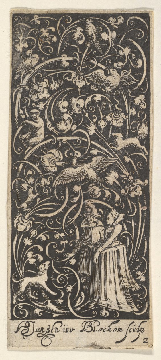 Vertikal panel med en man och kvinna, ca. 1631. av Bartolomeus van Lochom