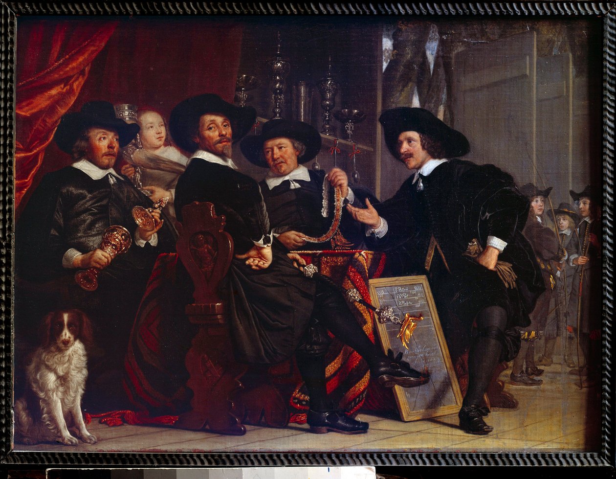 Les syndics des arbaletriers de San Sebastian en Amsterdam-målning av Bartholomeus Van der Helst (1613-1670) av Bartolomeus van der Helst