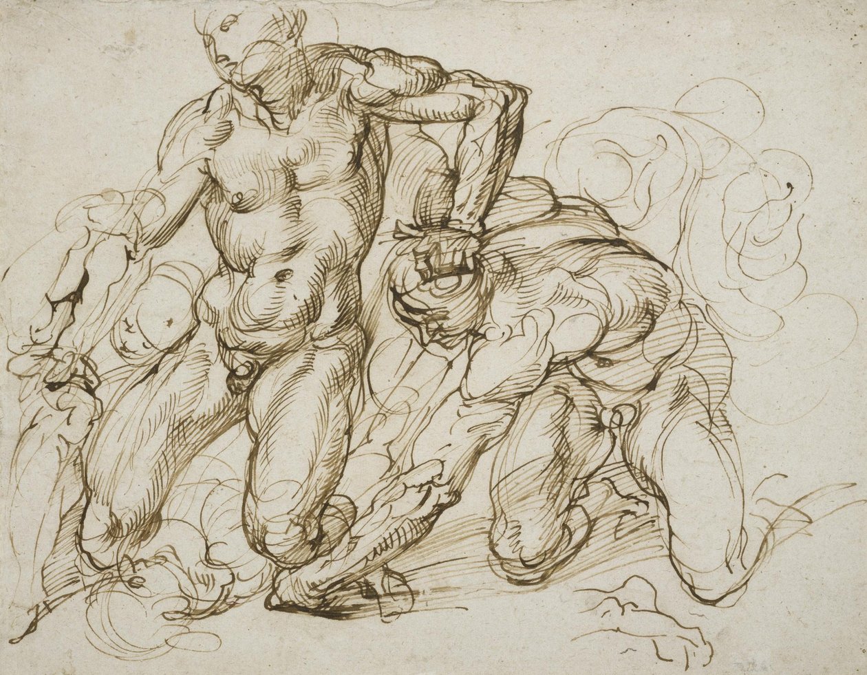 Manliga nakenbilder slåss av Bartolomeo Passarotti