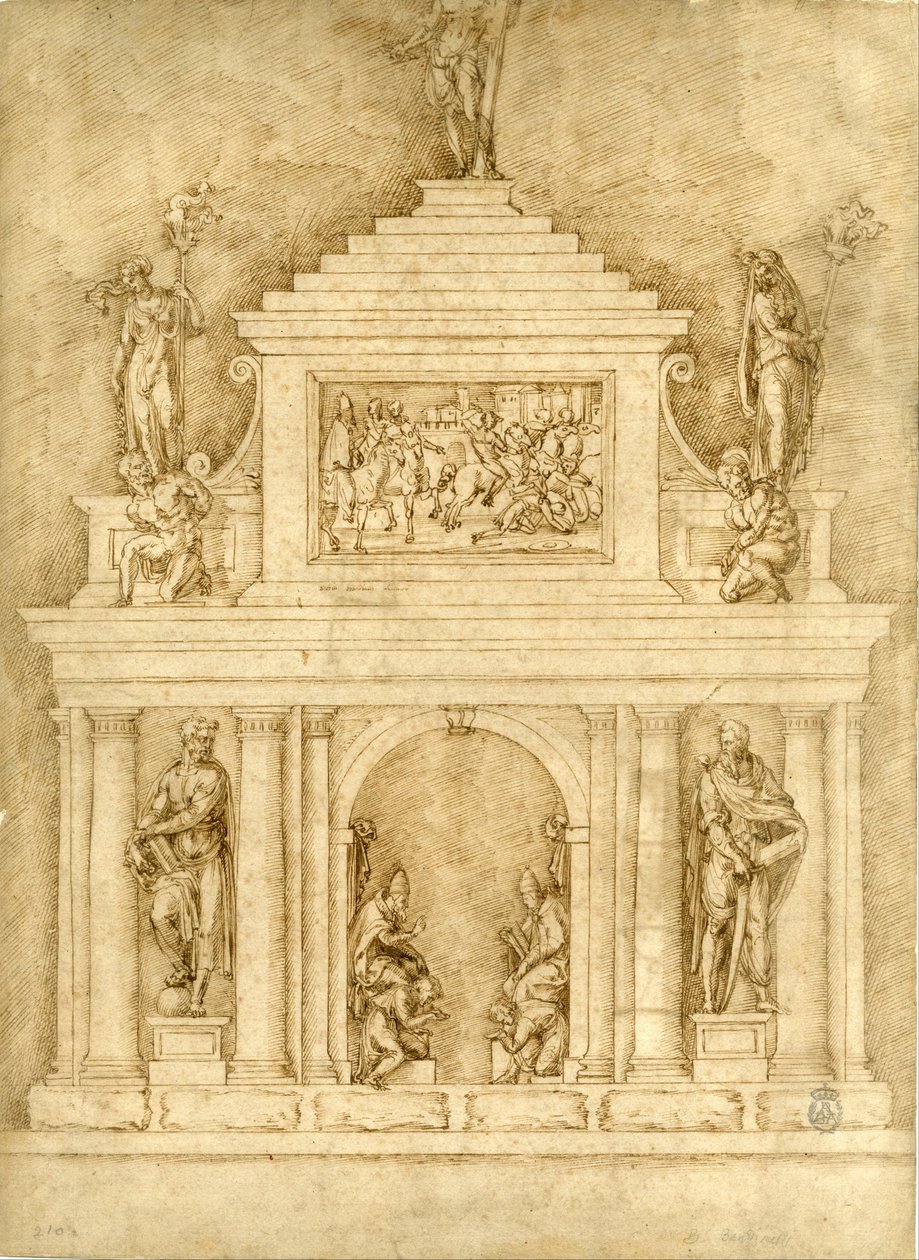 Proyecto para las sepulturas de León X y Clemente VII av Bartolommeo Bandinelli