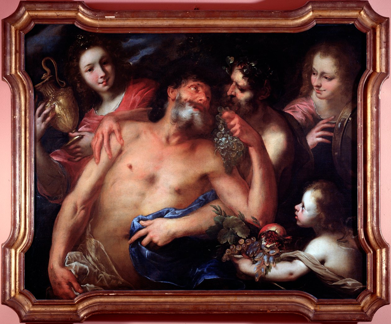 Drunken Silenus (olja på duk av Bartolommeo Biscaino
