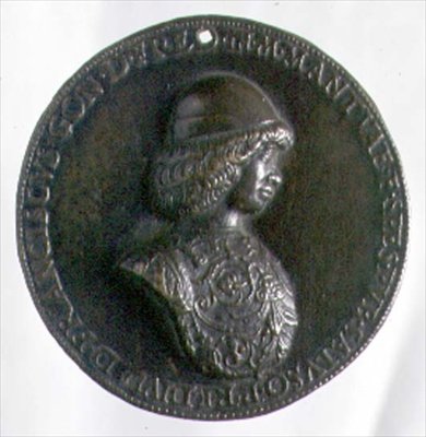 Porträttmedalj föreställande Francesco Gonzaga II (1466-1519) (brons) (för baksidan se 96846) av Bartolommeo Melioli