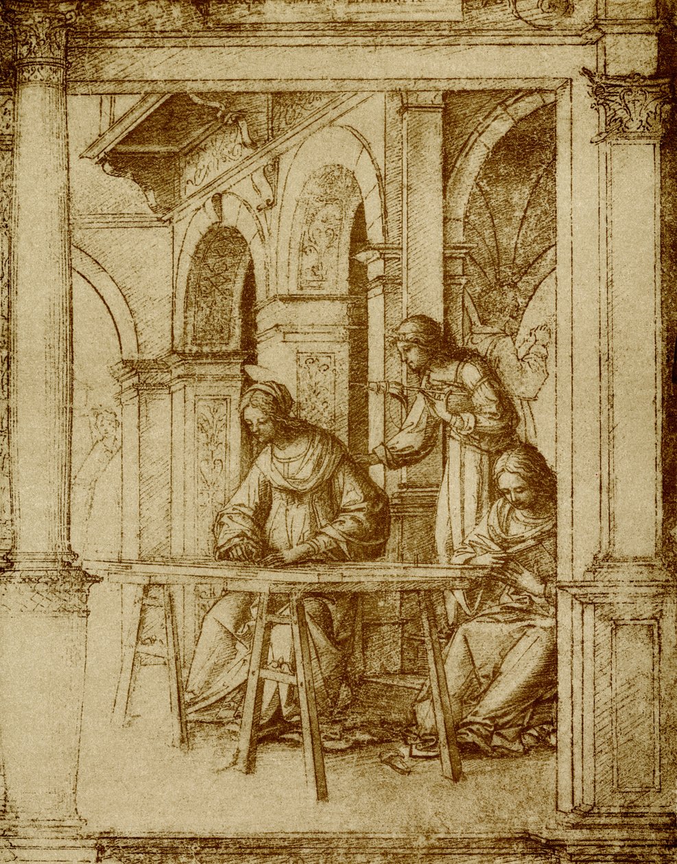 Jungfru Maria arbetar av Bartolommeo Suardi Bramantino