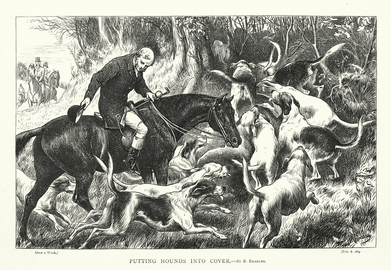 Att sätta hundar i skydd (gravyr) av Basil Bradley