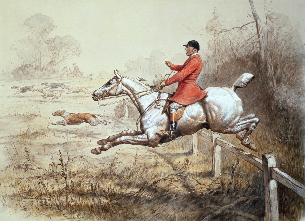 Över staketet (akvarell) av Basil J. Nightingale
