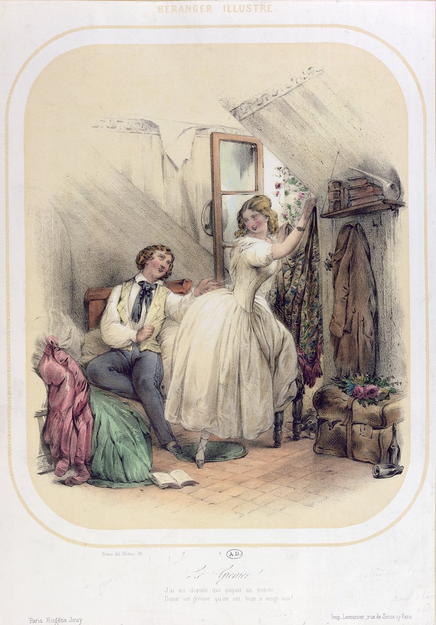 Illustration till sången Le Grenier av Pierre Jean de Beranger (1780-1857) av Bassaget Numa