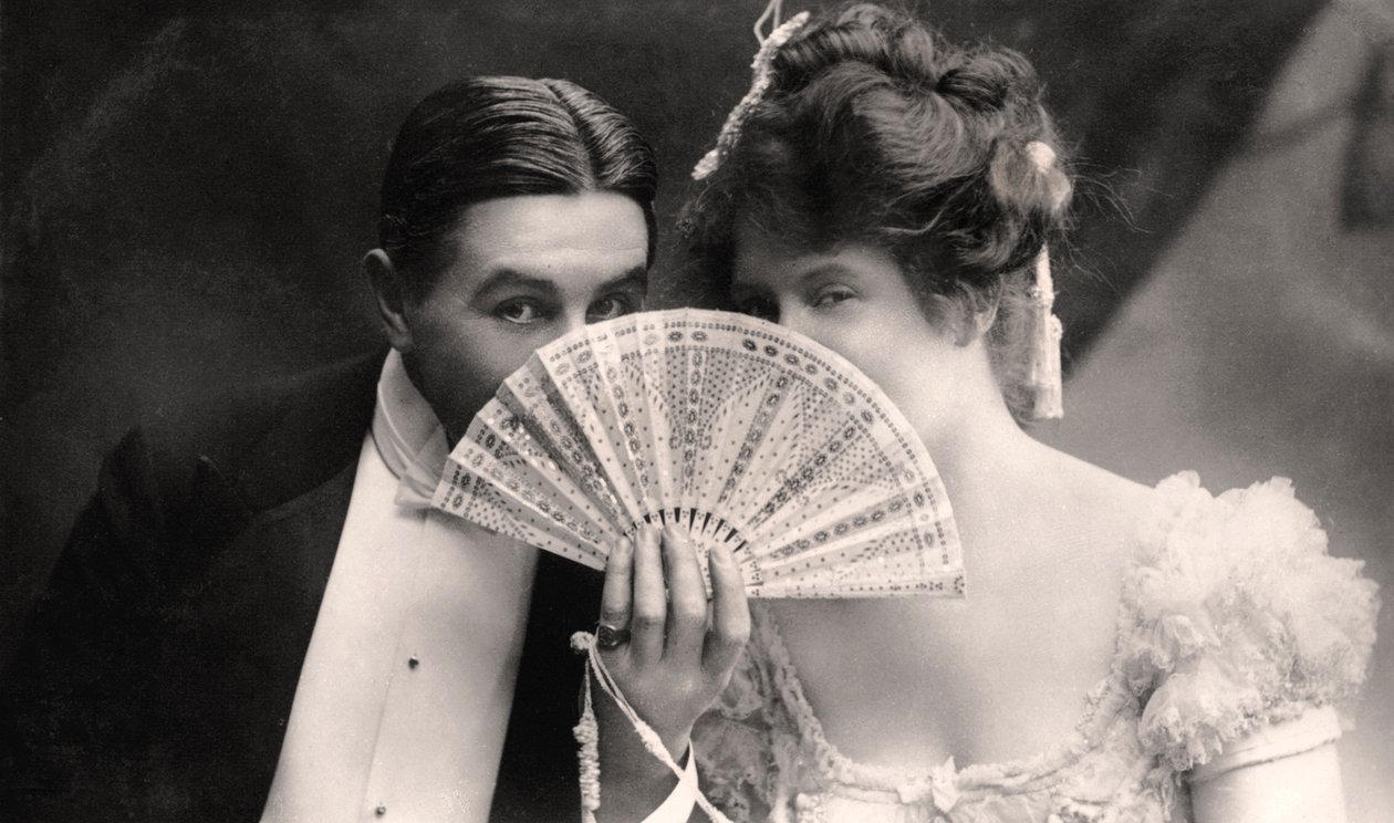 Billie Burke och Farren Soutar i en scen från The Belle of Mayfair, tidigt 1900-tal. av Bassano Studio