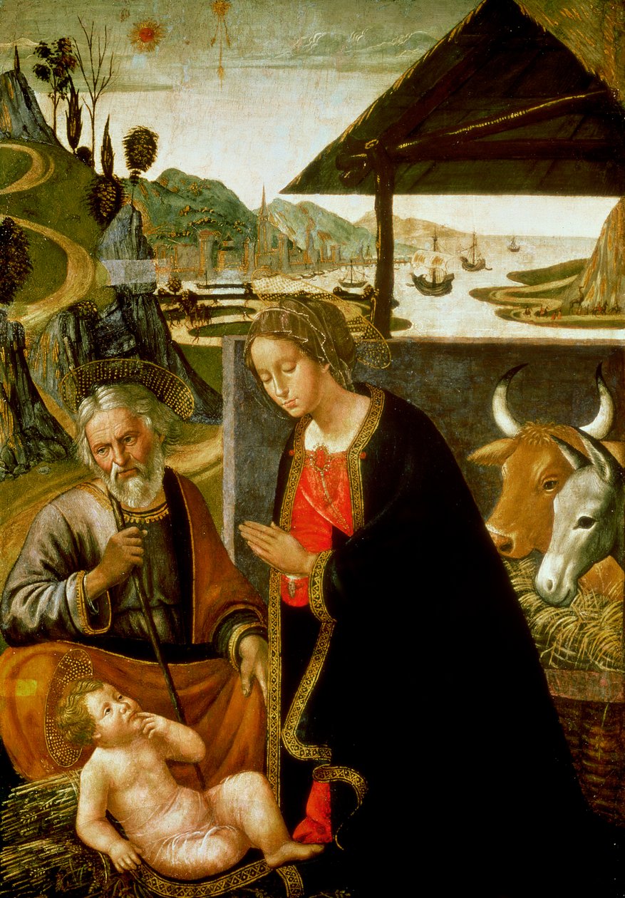 Födelsebarn, ca 1490 (panel) av Bastiano Mainardi