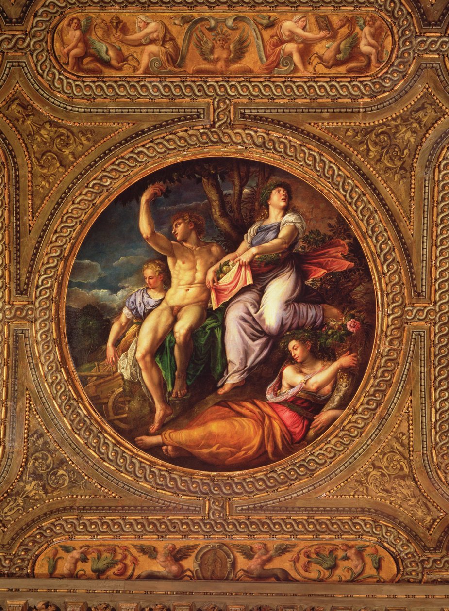 Jordbruk, Pomona, Ceres och Neptunus, från taket på biblioteket av Battista Franco
