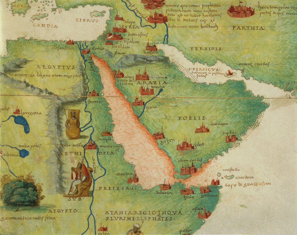 Afrika: Egypten och Saudiarabien, från Atlas of the World i trettiotre kartor, av Battista Agnese av Battista Agnese