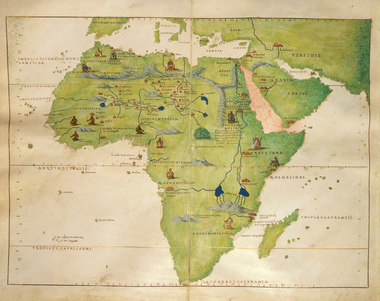 Afrika, från Atlas of Nautical Charts av Battista Agnese, 30 oktober 1554 av Battista Agnese
